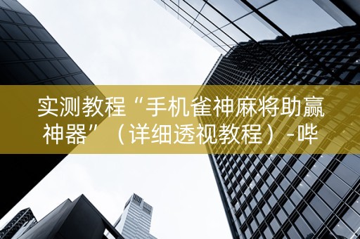实测教程“手机雀神麻将助赢神器”（详细透视教程）-哔哩哔哩