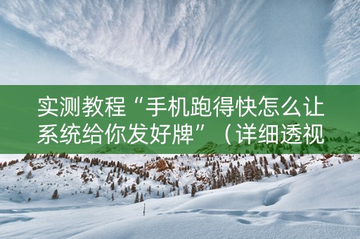 实测教程“手机跑得快怎么让系统给你发好牌”（详细透视教程）-哔哩哔哩