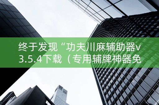 终于发现“功夫川麻辅助器v3.5.4下载（专用辅牌神器免安装）