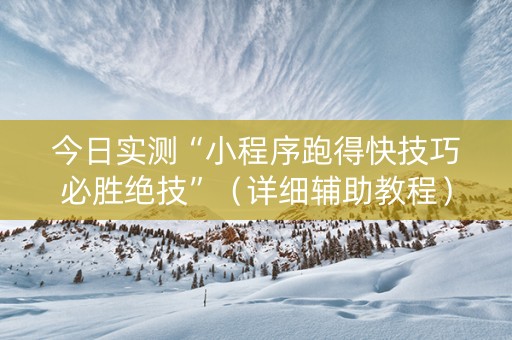 今日实测“小程序跑得快技巧必胜绝技”（详细辅助教程）-哔哩哔哩