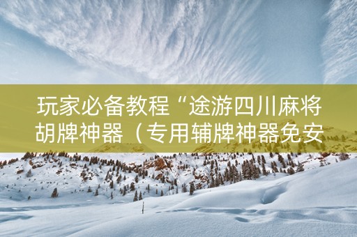 玩家必备教程“途游四川麻将胡牌神器（专用辅牌神器免安装）