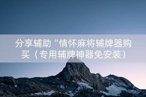 分享辅助“情怀麻将辅牌器购买（专用辅牌神器免安装）
