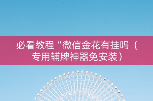 必看教程“微信金花有挂吗（专用辅牌神器免安装）