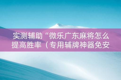 实测辅助“微乐广东麻将怎么提高胜率（专用辅牌神器免安装）