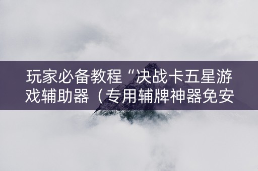玩家必备教程“决战卡五星游戏辅助器（专用辅牌神器免安装）