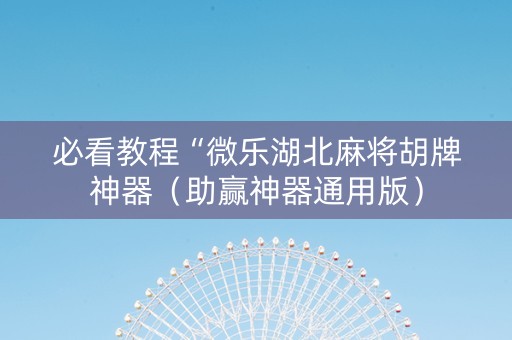 必看教程“微乐湖北麻将胡牌神器（助赢神器通用版）