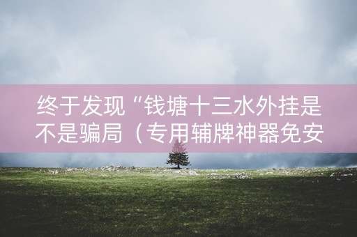 终于发现“钱塘十三水外挂是不是骗局（专用辅牌神器免安装）