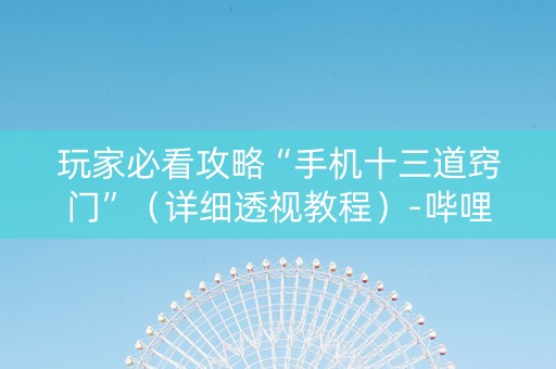 玩家必看攻略“手机十三道窍门”（详细透视教程）-哔哩哔哩