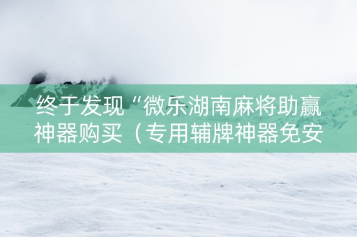 终于发现“微乐湖南麻将助赢神器购买（专用辅牌神器免安装）