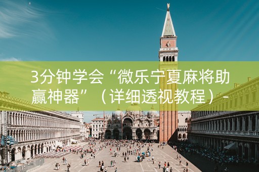 3分钟学会“微乐宁夏麻将助赢神器”（详细透视教程）-哔哩哔哩