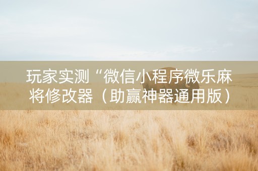 玩家实测“微信小程序微乐麻将修改器（助赢神器通用版）