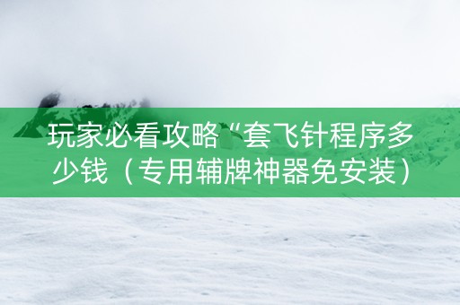 玩家必看攻略“套飞针程序多少钱（专用辅牌神器免安装）