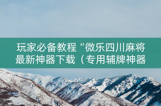 玩家必备教程“微乐四川麻将最新神器下载（专用辅牌神器免安装）