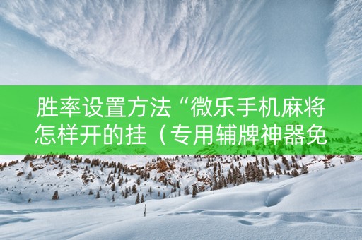 胜率设置方法“微乐手机麻将怎样开的挂（专用辅牌神器免安装）