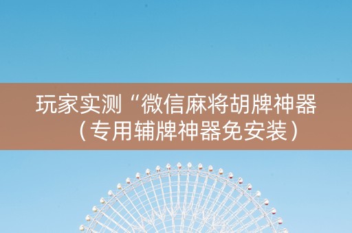 玩家实测“微信麻将胡牌神器（专用辅牌神器免安装）