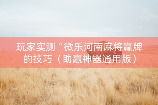 玩家实测“微乐河南麻将赢牌的技巧（助赢神器通用版）