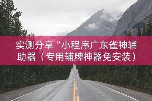 实测分享“小程序广东雀神辅助器（专用辅牌神器免安装）