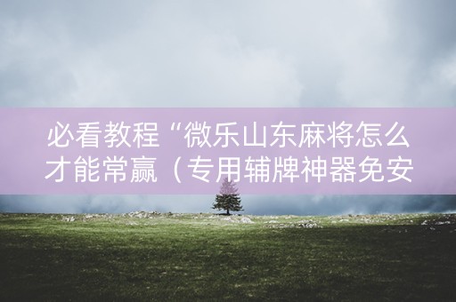 必看教程“微乐山东麻将怎么才能常赢（专用辅牌神器免安装）