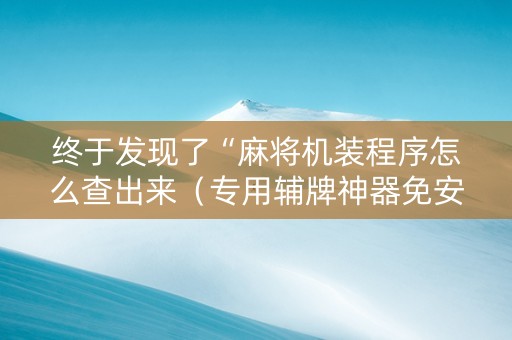 终于发现了“麻将机装程序怎么查出来（专用辅牌神器免安装）