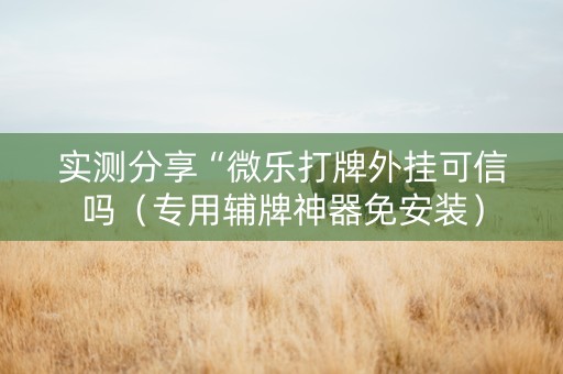 实测分享“微乐打牌外挂可信吗（专用辅牌神器免安装）