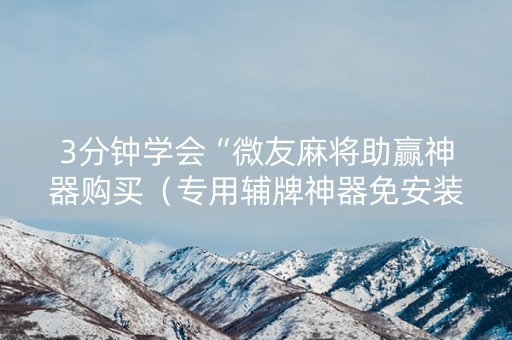 3分钟学会“微友麻将助赢神器购买（专用辅牌神器免安装）