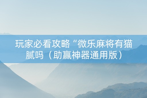 玩家必看攻略“微乐麻将有猫腻吗（助赢神器通用版）
