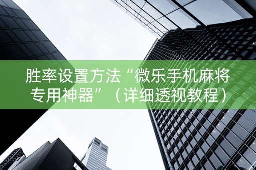 胜率设置方法“微乐手机麻将专用神器”（详细透视教程）-哔哩哔哩