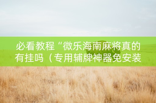 必看教程“微乐海南麻将真的有挂吗（专用辅牌神器免安装）