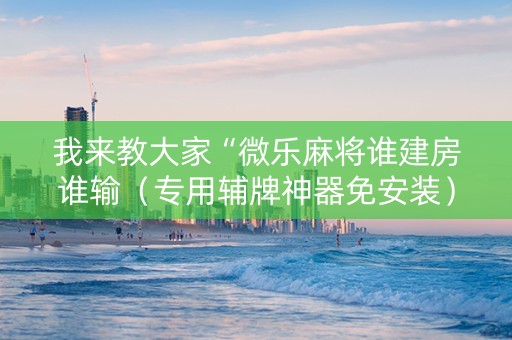 我来教大家“微乐麻将谁建房谁输（专用辅牌神器免安装）