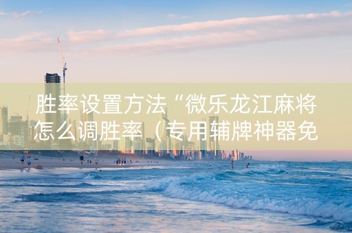 胜率设置方法“微乐龙江麻将怎么调胜率（专用辅牌神器免安装）