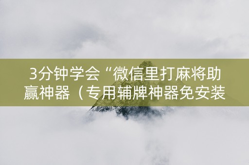 3分钟学会“微信里打麻将助赢神器（专用辅牌神器免安装）