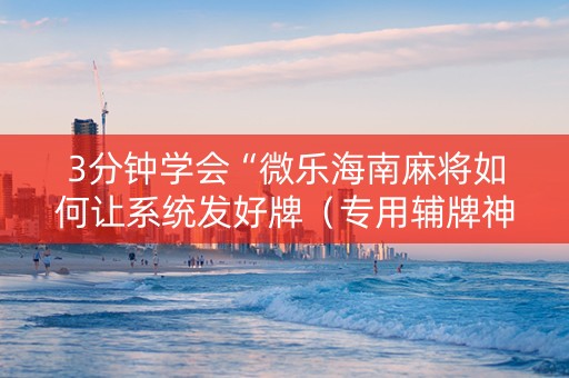 3分钟学会“微乐海南麻将如何让系统发好牌（专用辅牌神器免安装）
