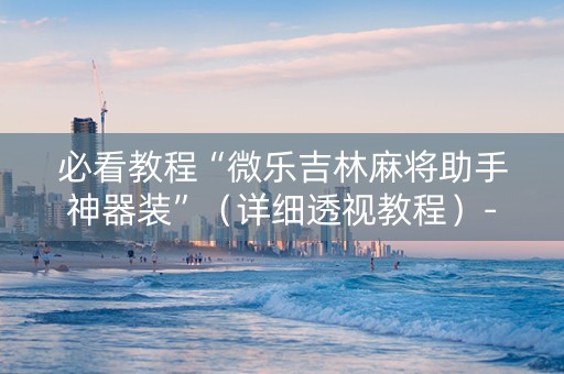 必看教程“微乐吉林麻将助手神器装”（详细透视教程）-哔哩哔哩