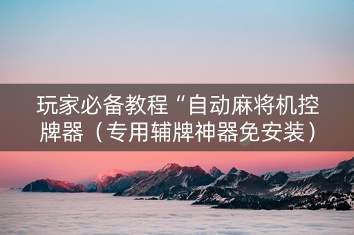玩家必备教程“自动麻将机控牌器（专用辅牌神器免安装）