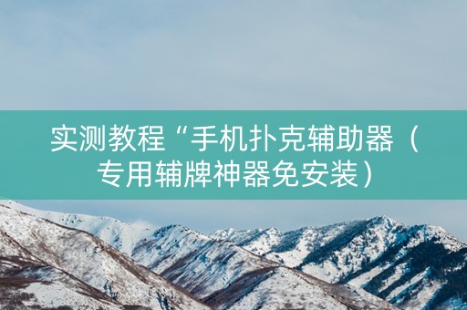 实测教程“手机扑克辅助器（专用辅牌神器免安装）