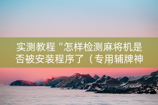 实测教程“怎样检测麻将机是否被安装程序了（专用辅牌神器免安装）