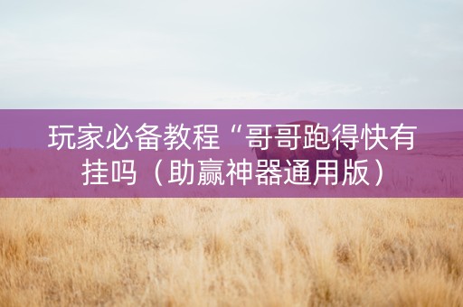 玩家必备教程“哥哥跑得快有挂吗（助赢神器通用版）