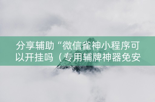 分享辅助“微信雀神小程序可以开挂吗（专用辅牌神器免安装）