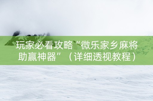 玩家必看攻略“微乐家乡麻将助赢神器”（详细透视教程）-哔哩哔哩