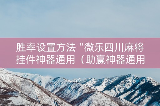 胜率设置方法“微乐四川麻将挂件神器通用（助赢神器通用版）