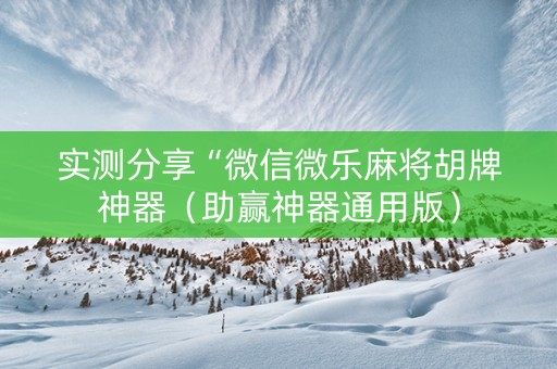 实测分享“微信微乐麻将胡牌神器（助赢神器通用版）