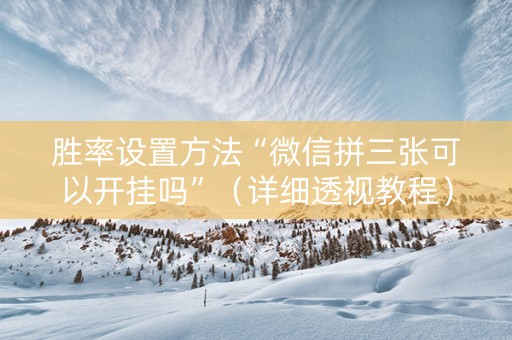 胜率设置方法“微信拼三张可以开挂吗”（详细透视教程）-哔哩哔哩