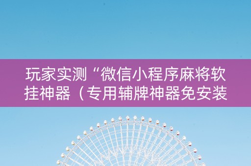 玩家实测“微信小程序麻将软挂神器（专用辅牌神器免安装）
