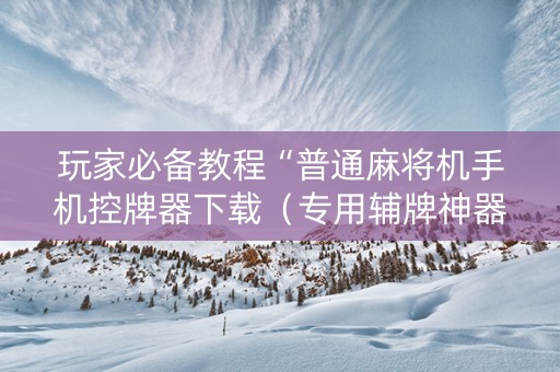 玩家必备教程“普通麻将机手机控牌器下载（专用辅牌神器免安装）