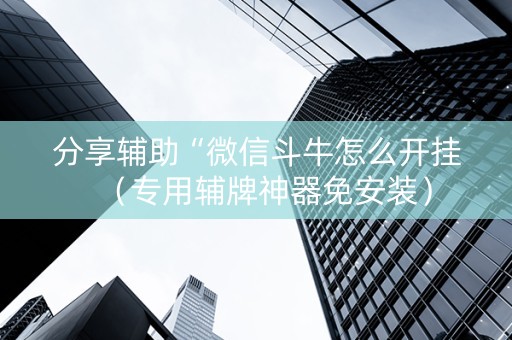 分享辅助“微信斗牛怎么开挂（专用辅牌神器免安装）