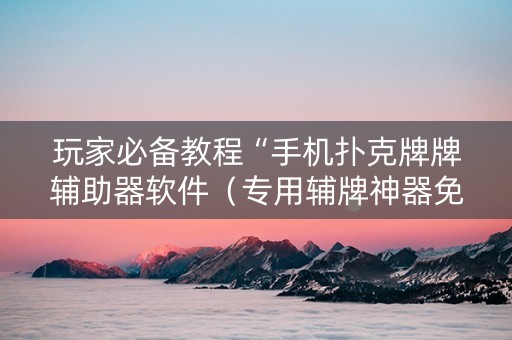 玩家必备教程“手机扑克牌牌辅助器软件（专用辅牌神器免安装）