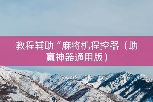 教程辅助“麻将机程控器（助赢神器通用版）