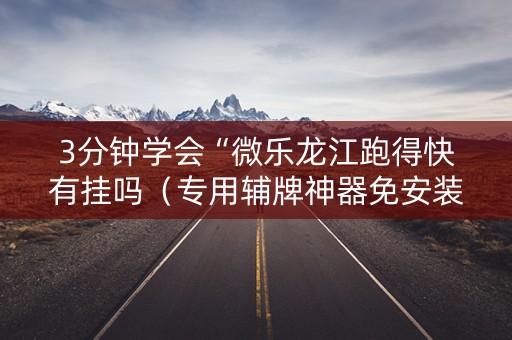 3分钟学会“微乐龙江跑得快有挂吗（专用辅牌神器免安装）