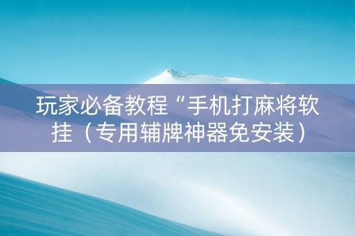 玩家必备教程“手机打麻将软挂（专用辅牌神器免安装）