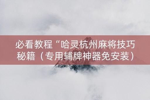 必看教程“哈灵杭州麻将技巧秘籍（专用辅牌神器免安装）